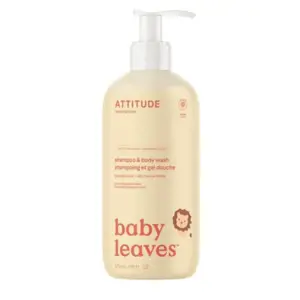 Attitude - Dětské tělové mýdlo a šampon 2v1 - Baby leaves s vůní hruškové šťávy, 473ml