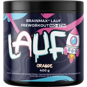 BrainMax LAUF Preworkout, bez kofeinu, červený pomeranč, 400 g