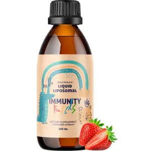 Produkt BrainMax Lipozomální Komplex Vitamínů pro Děti, Podpora Imunity, jahoda, 200 ml