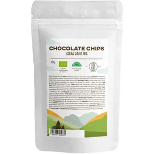 Produkt BrainMax Pure Dark Chocolate 70% Chips, čokoládové pecičky z hořké čokolády, BIO, 250 g