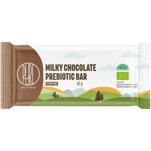 BrainMax Pure Milky Chocolate Prebiotic Bar, Prebiotická tyčinka, Mléčná čokoláda, BIO, 60 g