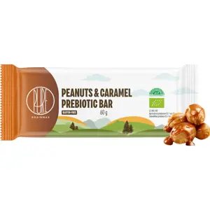 BrainMax Pure Peanuts & Caramel Prebiotic Bar, prebiotická tyčinka, arašídy a karamel, BIO, 60 g