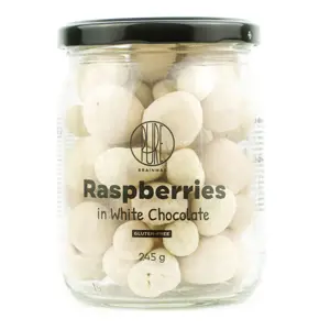 Produkt BrainMax Pure Raspberries in White Chocolate, Lyofilizované maliny v bílé čokoládě, 245 g