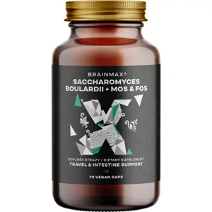 Produkt BrainMax Saccharomyces boulardii, Cestovní probiotika s MOS & FOS, 90 rostlinných kapslí