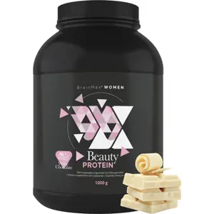 Produkt BrainMax Women Beauty Protein, protein pro ženy s kolagenem, keratinem a vitamíny, 1000 g Příchuť: Bílá čokoláda