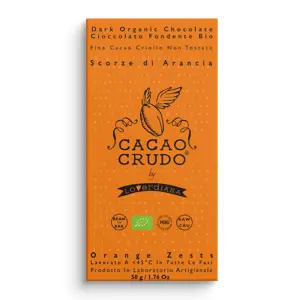 Cacao Crudo Raw Hořká čokoláda s pomerančovou kůrou, BIO, 50 g