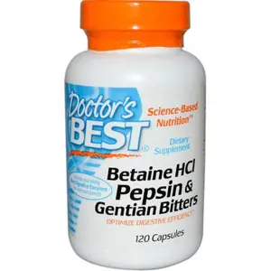 Doctor's Best Betaine HCl + Pepsin & Gentian Bitters (horec), 120 kapslí