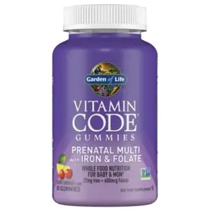 Garden of Life Vitamin Code Prenatal with Iron & Folate, multivitamin s železem a kyselinou listovou, podpora v těhotenství, 90 gumových bonbónů