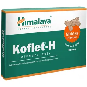 Himalaya Herbals Himalaya Koflet-H Ginger, pastilky s příchutí zázvoru, 12 pastilek