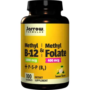 Produkt Jarrow Formulas Jarrow Methyl B-12 & Methyl Folate, (Vitamín B12 + Kyselina listová, aktivované formy), 1000 mcg / 400mcg, 100 pastilek