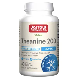 Jarrow Formulas Theanine 200 mg, Theanin, 60 rostlinných kapslí