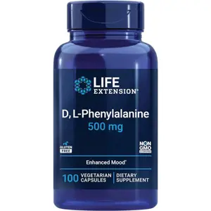 Produkt Life Extension Life Extension, D, L-Phenylalanine, zlepšení nálady, 500 mg, 100 vegan kapslí