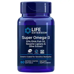 Life Extension Super Omega-3 EPA/DHA Fish Oil, Sesame Lignans & Olive Extract (rybí olej se sezamovými lignany a olivovým extraktem), 60 enterických kapslí