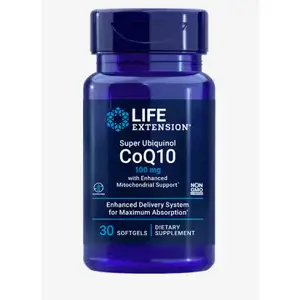 Life Extension Super Ubiquinol CoQ10 with Enhanced Mitochondrial Support, koenzym Q10, 100 mg, 30 kapslí