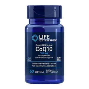 Life Extension Super Ubiquinol CoQ10 with Enhanced Mitochondrial Support, koenzym Q10, 100 mg, 60 softgelových kapslí