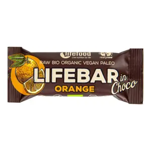 Produkt LifeFood - Tyčinka Lifebar pomeranč v čokoládě BIO, 40 g CZ-BIO-001 certifikát