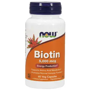 Now® Foods NOW Biotin, 5000 ug, 60 rostlinných kapslí