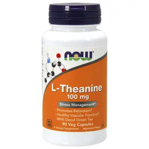 Produkt Now® Foods NOW L-Theanine 100 mg, Theanin s lístky zeleného čaje, 90 kapslí