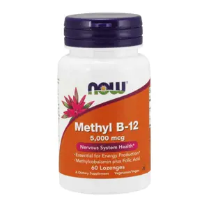 Produkt Now® Foods NOW Methyl B12 with Folic Acid (Vitamín B12 + Kyselina Listová v aktivních formách), 5000 mcg, 60 pastilek