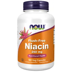 Now® Foods NOW Niacin, Bez vedlejšího účinku zčervenání, 250 mg, 180 rostlinných kapslí