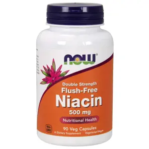 Produkt Now® Foods NOW Niacin, Bez vedlejšího účinku zčervenání, 500 mg (Double Strength), 90 rostlinných kapslí