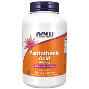 Produkt Now® Foods NOW Panthoteic Acid B5 (kyselina pantothenová), 500 mg, 250 rostlinných kapslí