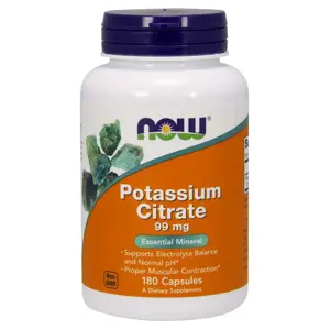 Produkt Now® Foods NOW Potassium Citrate (draslík jako citrát draselný), 99 mg, 180 rostlinných kapslí