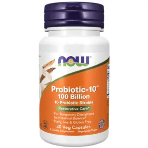 Now® Foods NOW Probiotic-10, probiotika, 100 miliard CFU, 10 kmenů, 30 rostlinných kapslí