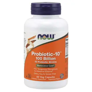 Produkt Now® Foods NOW Probiotic-10, probiotika, 100 miliard CFU, 10 kmenů, 60 rostlinných kapslí