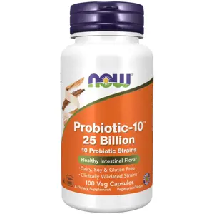 Produkt Now® Foods NOW Probiotic-10, probiotika, 25 miliard CFU, 10 kmenů, 100 rostlinných kapslí