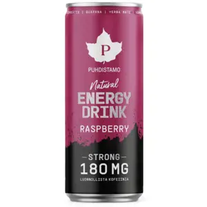 Produkt Puhdistamo Natural Energy Drink Raspberry Strong, Energetický drink, Malina, 330 ml