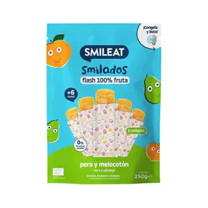 Smileat BIO 100% ovocné zmrzlinky k zamražení hruška & broskev 5ks 6M+, 250g