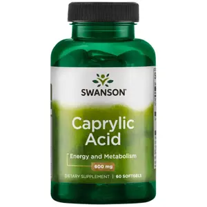 Produkt Swanson Caprylic Acid (Kyselina kaprylová), 600 mg, 60 kapslí