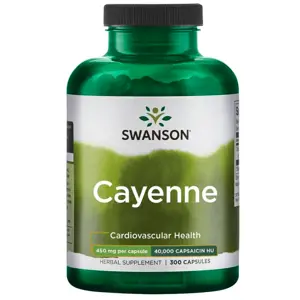 Produkt Swanson Cayenne (Kajenský pepř), 450 mg, 300 kapslí