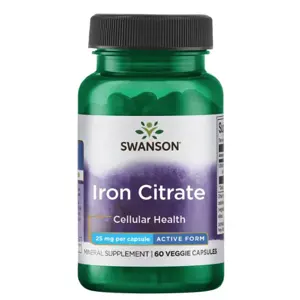 Swanson Iron Citrate (železo), 25 mg, 60 rostlinných kapslí