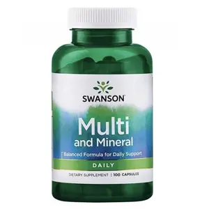 Produkt Swanson Multi and Mineral, multivitamín s minerály, 100 kapslí