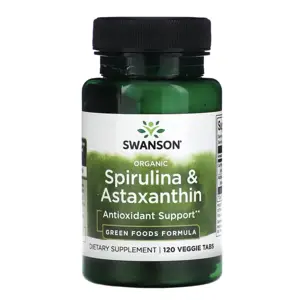 Produkt Swanson Organic Spirulina & Astaxanthin, 120 rostlinných tablet