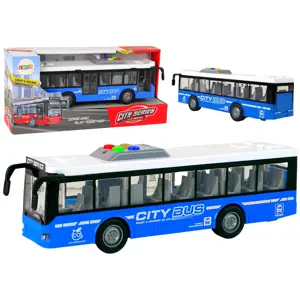 Produkt Autobus na baterie modrý 1:16 se světly a zvuky, třecí pohon