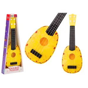 Produkt Dětské ukulele mini kytara 4 struny ananasový motiv žlutá 15″