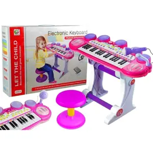 Produkt Dětský elektrický keyboard se stolečkem a mikrofonem růžový