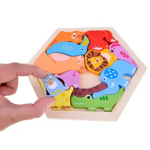 Dřevěné barevné puzzle zvířata ze ZOO 13 dílů