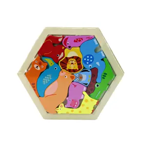 Produkt Dřevěné barevné puzzle zvířátka 12 dílků