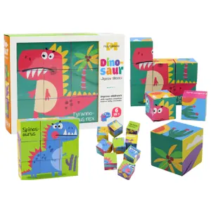 Produkt Edukační puzzle 6v1 skládačka kostky 6 obrázků dinosauři 9 dílů