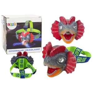 Nastavitelná čelovka dinosaurus se 3 LED diodami