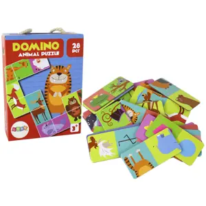 Oboustranné domino Puzzle se zvířaty 10cm x 5cm 28 dílů