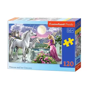 Puzzle 120 dílků Princezna a její jednorožci