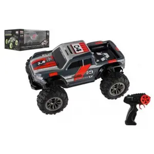 Auto RC pick up terénní plast 25cm 2,4GHZ na baterie šedo-červený v krabici