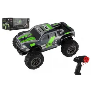 Auto RC pick up terénní plast 25cm 2,4GHZ na baterie šedo-zelený v krabici