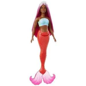 Produkt BARBIE syrenka červený ocas tmavě růžové vlasy HRR04