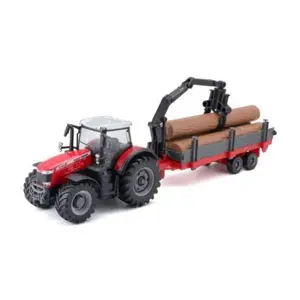 Produkt Bburago 10cm Farm Traktor na setrvačník s vlečkou Massey Ferguson 8740S